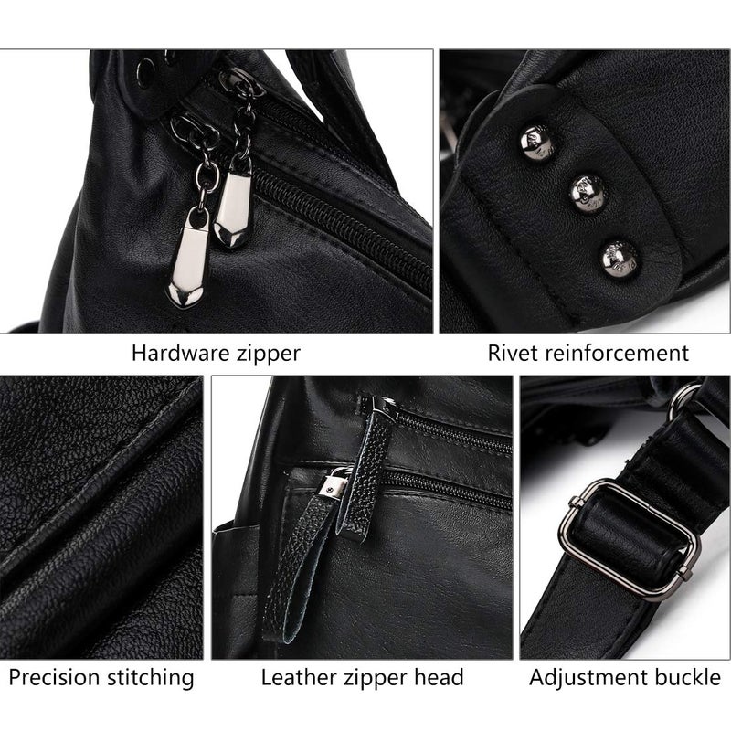 Artwell Fashion Crossbody Bag for Women Shoulder Bag Soft PU Leather Handbags Purses Multi Pocket Hobo Tote Bag (Black) - Image 3